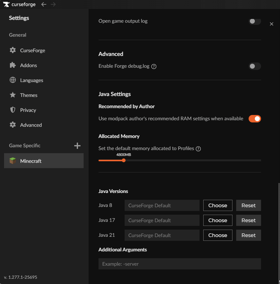 How to Allocate More RAM to Minecraft in Curseforge - SimpleGameHosting